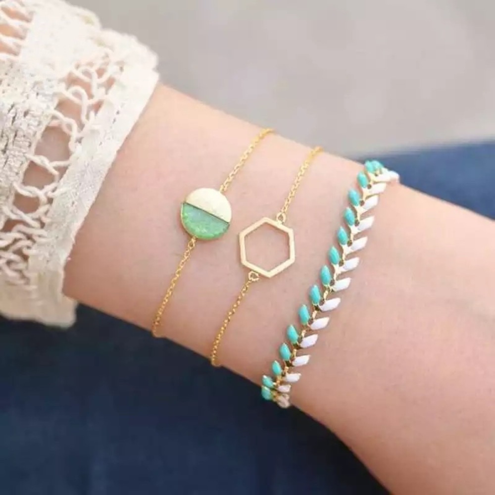 3Pcs/Set Women Gold Color Bangle Bracelet